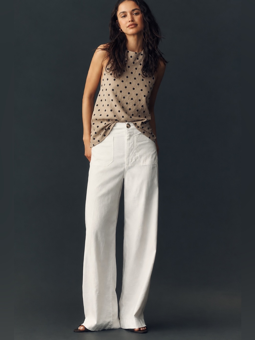 Maeve The Colette Linen Blend Wide Leg Pants Ivory Size 30